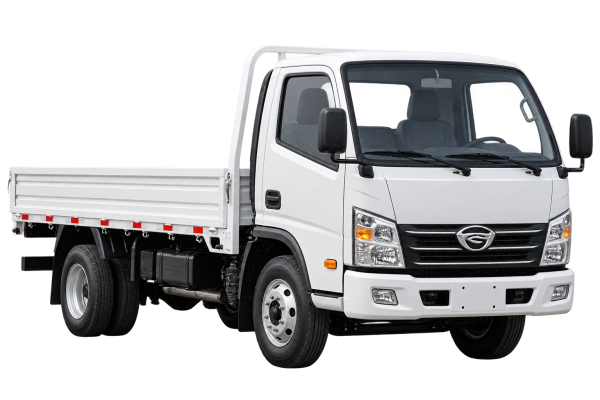 White Flatbed Truck Product Cutout